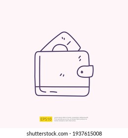travel holiday tour and vacancy concept vector illustration. wallet doodle linear icon sign symbol