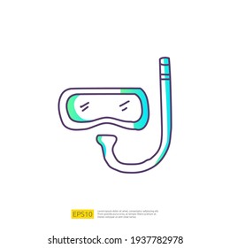 travel holiday tour and vacancy concept vector illustration. snorkel diving doodle gradient fill line icon sign symbol