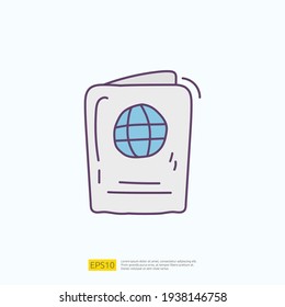 travel holiday tour and vacancy concept vector illustration. passport doodle fill color icon sign symbol