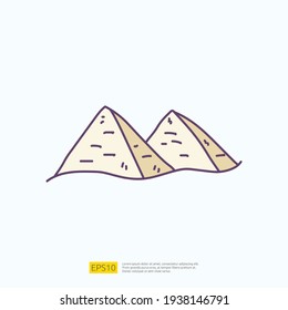 travel holiday tour and vacancy concept vector illustration. cairo pyramid doodle fill color icon sign symbol