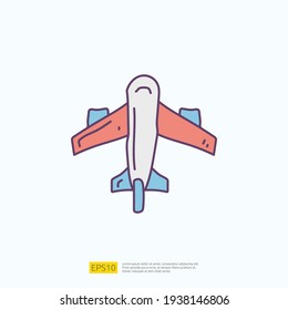 travel holiday tour and vacancy concept vector illustration. airplane doodle fill color icon sign symbol