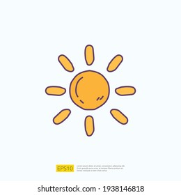 travel holiday tour and vacancy concept vector illustration. summer sun doodle fill color icon sign symbol