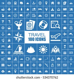 Travel, Holiday, Tourism and Journey Vector Icons
