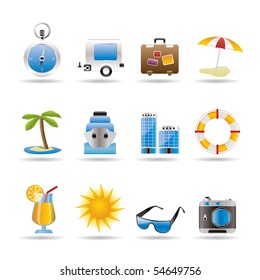 Travel, Holiday and Trip Icons -  Vector Icon Set