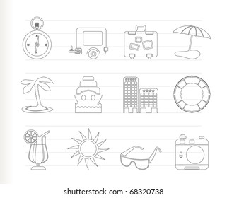 Travel, Holiday and Trip Icons -  Vector Icon Set