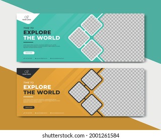 Travel holiday vacation social media banner post template	