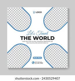 Travel holiday vacation social media post design template