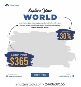 Travel holiday vacation social media post web banner	