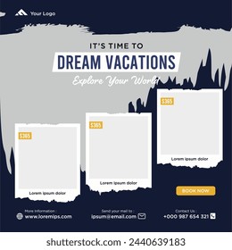 Travel holiday vacation social media post web banner	