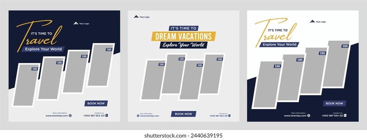 Travel holiday vacation social media post web banner	