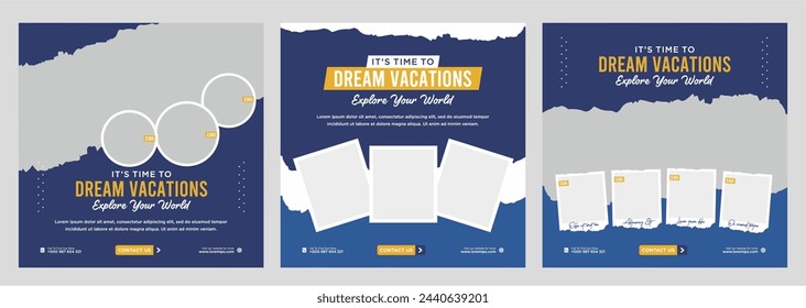 Travel holiday vacation social media post web banner	