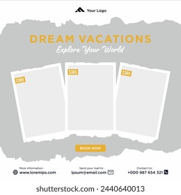 Travel holiday vacation social media post web banner