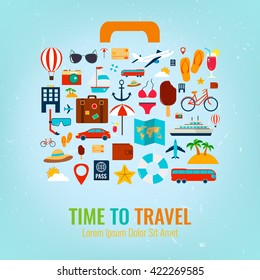 Travel holiday vacation suitcase. Travel and tourism concept. Vector illustration