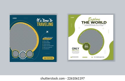 Travel holiday vacation and tourism Instagram post or social media post template