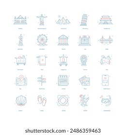 Travel Holiday Vacation Vector Icon Design Collection