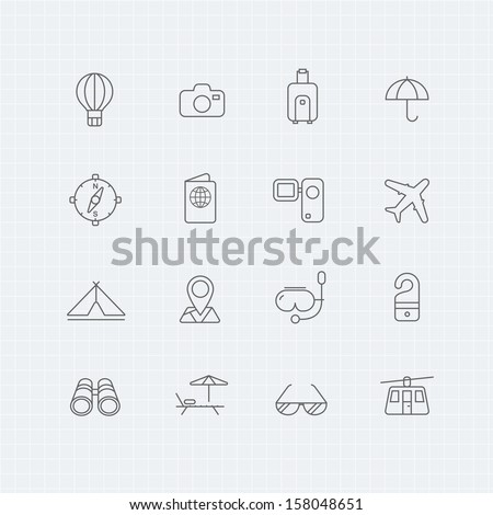 travel and holiday vector thin symbol line icon 