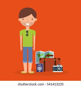 travel holidays flat line icons vector illustration design