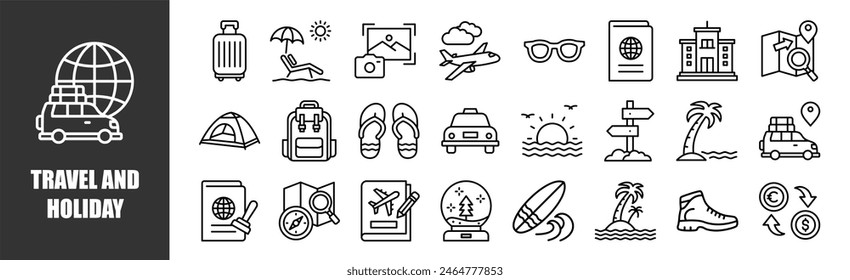 Travel and Holidays icon set for design elements	