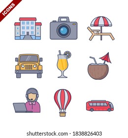 travel and holidays set vector illustration icon