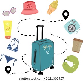 Viagens férias verão set vetor ilustração