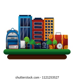 travel hotel backpack suitcase compass passport