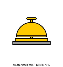 Travel Hotel Bell Service Flat Vector Icon That Shows Concept Such As Concierge, Reception, Assistance, Can Be Use For Personal Or Commercial Use