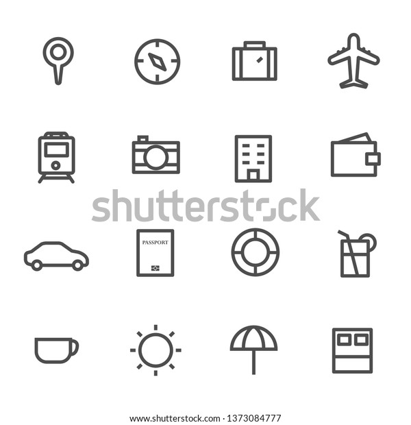 Travel and Hotel Icons Vector Illustration,
Editable Stroke
