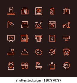 Travel and Hotel Services Multicolored Line Icon Set