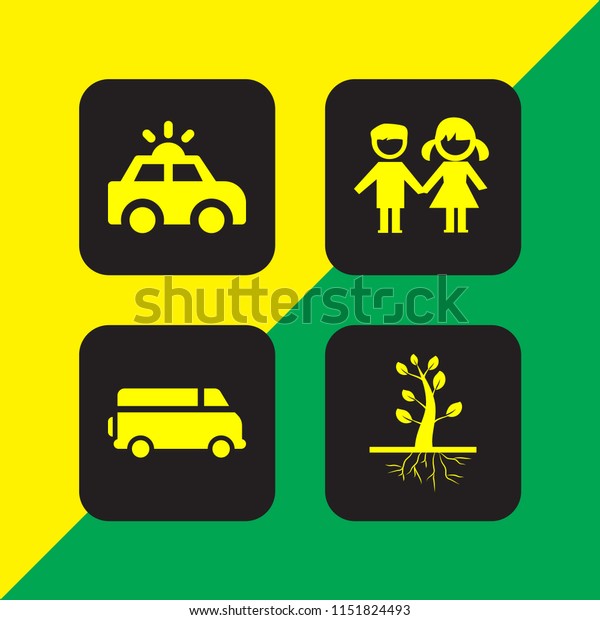 travel icon. 4 travel set with forest,\
bus, child and car vector icons for web and mobile\
app