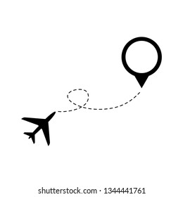 Travel icon. Airplane icon. Pointer icon. Vector. 