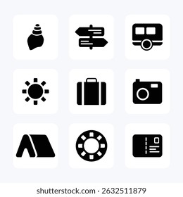Travel icon black. Vocation icon set. Vector icon illustration