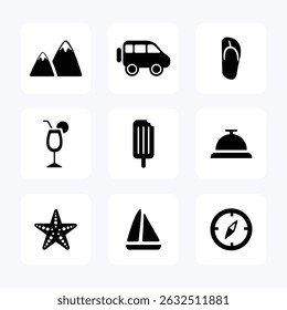 Travel icon black. Vocation icon set. Vector icon illustration