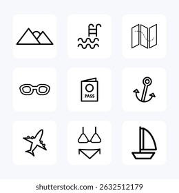 Travel icon black. Vocation icon set. Vector icon illustration