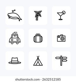 Travel icon black. Vocation icon set. Vector icon illustration