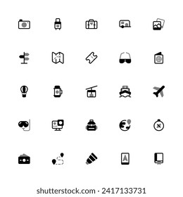 Travel Icon Collection. Pixel Perfect Travel Journey Duotone Style 2D Icon