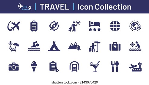 Travel icon collection. Tourism icon set vector illustration. Vacation concept.