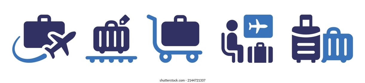 Travel icon. Containing luggage trolley, suitcase bag and baggage claim icon in graphic design.