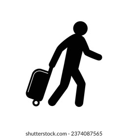 travel icon design. man bring suitcase sign and symbol.