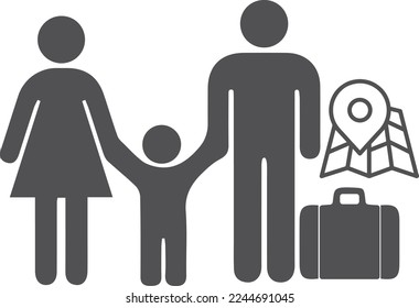 Travel icon, family trip icon black vector