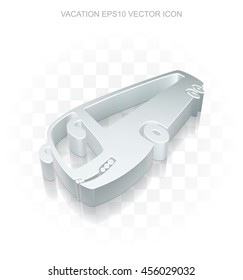 Travel icon: Flat metallic 3d Bus, transparent shadow on light background, EPS 10 vector illustration.