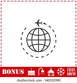 Travel icon flat. Simple vector symbol and bonus icon