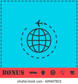 Travel icon flat. Simple vector symbol and bonus icon