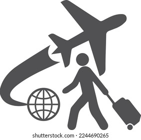 Travel icon, flight icon black vector