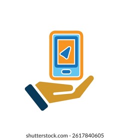 travel icon. gps or direction icon in hand. exploration, adventure, vacation, camping. Solid design style. vector template design