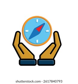 travel icon. gps or direction icon in hand. exploration, adventure, vacation, camping. 3d flat design style. vector template design