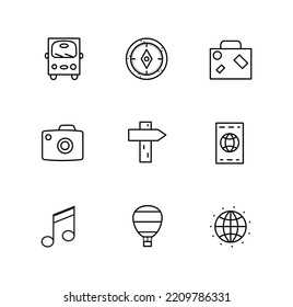 conjunto de vectores de línea de icono de viaje 