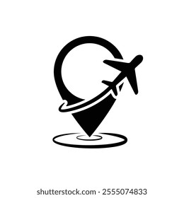 travel icon. location and plane.  Vacation vector Contains designs, travel, holidays, summer, holidays, tourism and more. solid design style