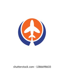 Travel icon logo design with plane icon