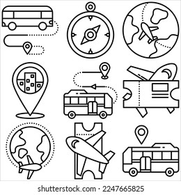 Travel icon outline style part one