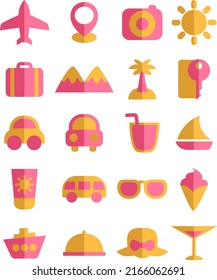 Travel icon pack, illustration, vector on a white background.